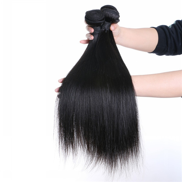 Double Drawn Full End Hair Weave Virgin Human Hair Brazilian Hair Bundles With Closure LM396 